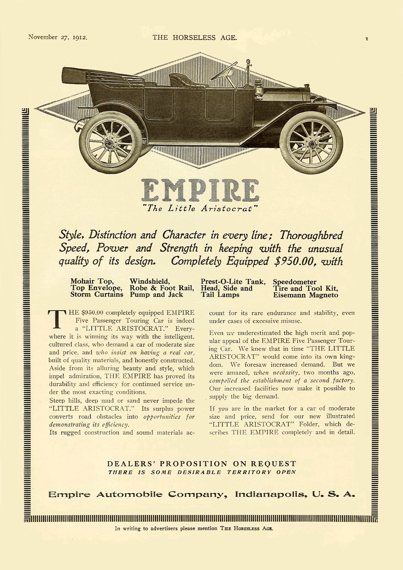 1913 Empire Auto Advertising